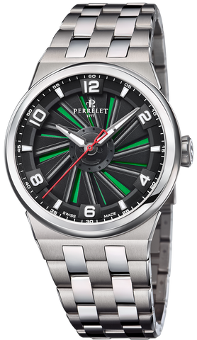 Perrelet Watch Turbine Titanium 41 Green Bracelet A4066/3