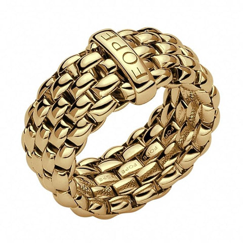 Fope Flex'it Essentials 18ct Yellow Gold Wide Ring AN05.