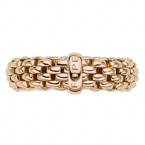 Fope Flex'it Essentials 18ct Rose Gold Medium Wide Ring AN559.