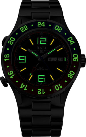 Ball Watch Company Roadmaster Marine GMT Limited Edition Watch with black dial, titanium strap, titanium case
