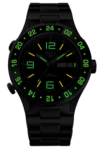 Ball Watch Company Roadmaster Marine GMT Limited Edition Watch with black dial, titanium strap, titanium case
