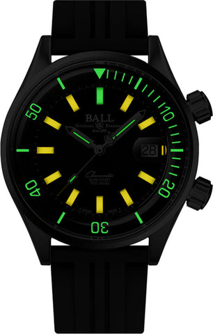 Ball Watch Company Engineer Master II Diver Chronometer Limited Edition Watch with black dial, rubber strap, steel case