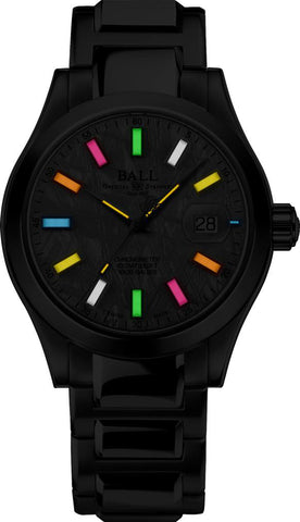 Ball Watch Company Engineer III Marvelight Chronometer Rainbow Watch with silver dial, steel bracelet, steel case