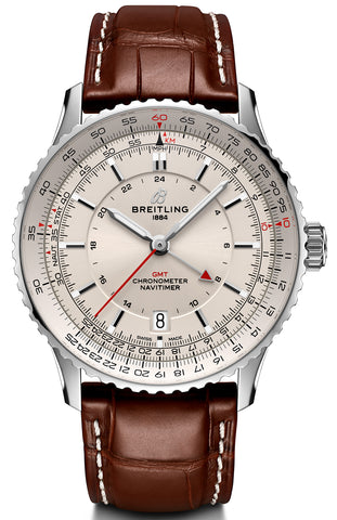 Breitling Watch Navitimer Automatic GMT 41 Cream Leather A32310211G1P1