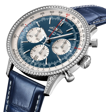 Breitling Navitimer Chronograph 41mm Mens Watch White Eyed Blue Watch