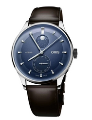 Oris Artelier Complication Blue Watch with leather strap, steel case