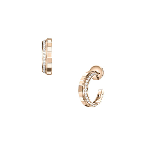 Chopard Ice Cube 18ct Rose Gold 0.24ct Diamond Hoop Earrings