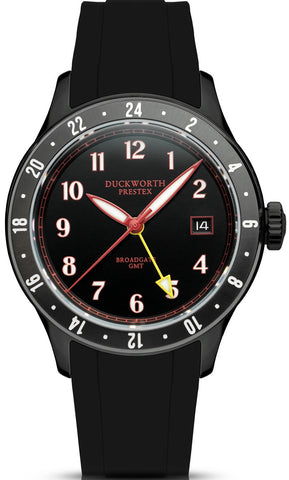 Duckworth Prestex Broadgate GMT Black Black Rubber Watch D760-01-AR