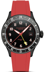 Duckworth Prestex Broadgate GMT Black Red Rubber Watch D760-01-RR