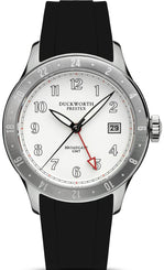 Duckworth Prestex Broadgate GMT White Black Rubber Watch D760-02-AR