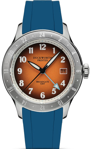 Duckworth Prestex Broadgate GMT Orange Blue Rubber Watch D760-05-DR