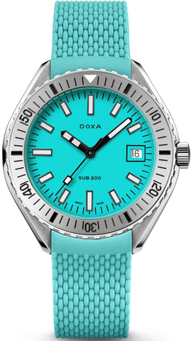 Doxa Sub 200 Aquamarine Turquoise Rubber Watch 796.10.241.25