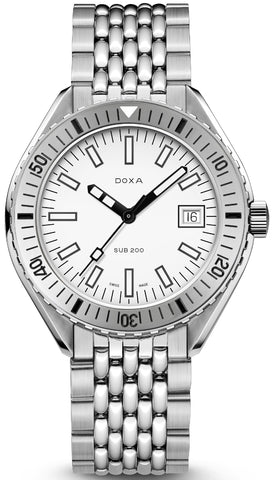Doxa Sub 200 Whitepearl Stainless Steel Bracelet Watch 796.10.011.10