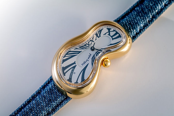 Exaequo Classic Melting PVD Yellow Gold White Denim Watch