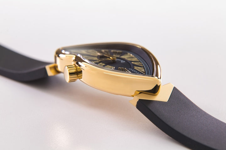 Exaequo Revolve Melting IP Yellow Gold Black Dial Watch