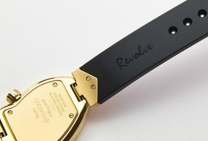 Exaequo Revolve Melting IP Yellow Gold Black Dial Watch