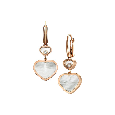Chopard Happy Hearts 18ct Rose Gold Diamond Mother of Pearl Earrings