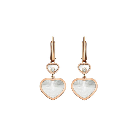 Chopard Happy Hearts 18ct Rose Gold Diamond Mother of Pearl Earrings