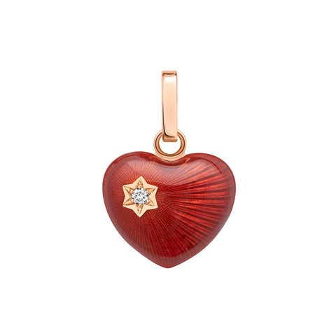 Faberge Heritage 18ct Rose Gold Diamond Red Enamel Heart Charm 3600