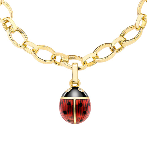 Faberge Heritage 18ct Yellow Gold Diamond Red Enamel Ladybird Charm