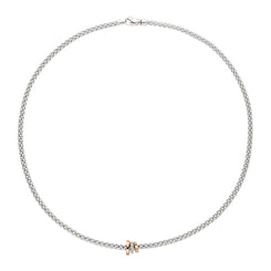 '-Fope Flex'it Prima 18ct White Rose Gold Diamond 43cm Necklace, 744C/BBR.
