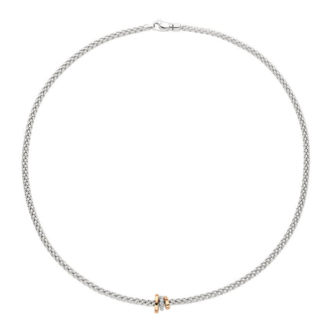 '-Fope Flex'it Prima 18ct White Rose Gold Diamond 43cm Necklace, 744C/BBR.