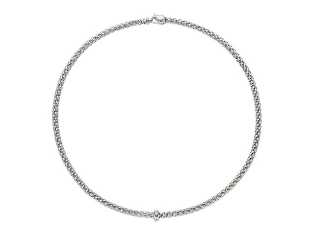 Fope Solo 18ct White Gold 0.01ct Diamond 43cm Necklace, 62306C BBR