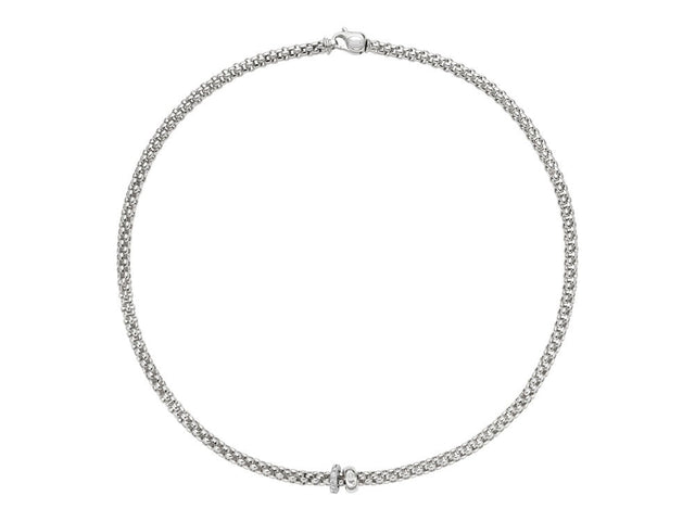 Fope Solo 18ct White Gold 0.29ct Diamond 43cm Necklace, 62406C PAVE