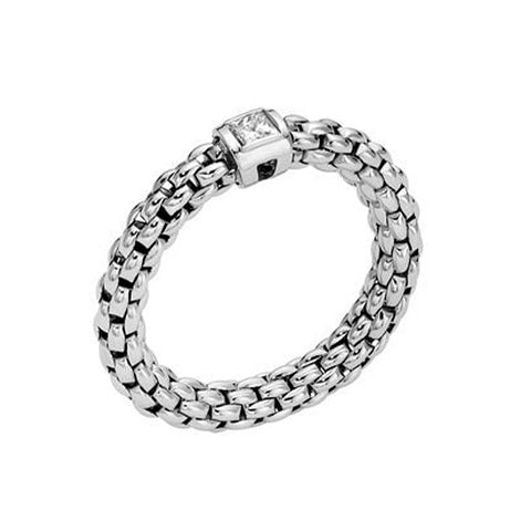 Fope Souls 18ct White Gold 0.09ct Diamond Flexible Ring, AN09 BBR W