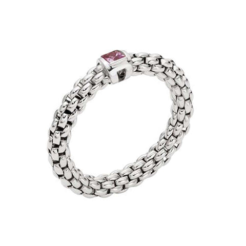 Fope Souls 18ct White Gold Pink Sapphire Flexible Ring, AN09 ZAF1 W