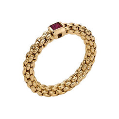 Fope Souls 18ct Yellow Gold Ruby Flexible Ring, AN09 RUB Y