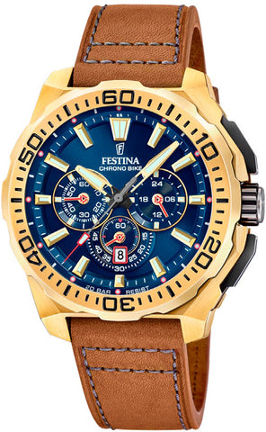 Festina Chrono Bike Gold Leather Watch F20728/1