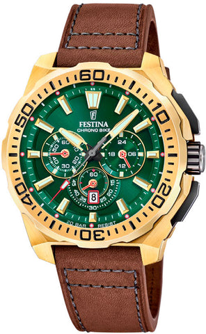 Festina Chrono Bike Gold Leather Watch F20728/2