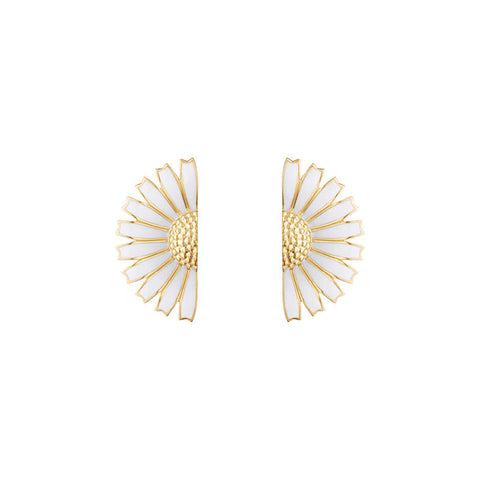 Georg Jensen Daisy 18ct Yellow Gold Plated Sterling Silver White Enamel Earrings