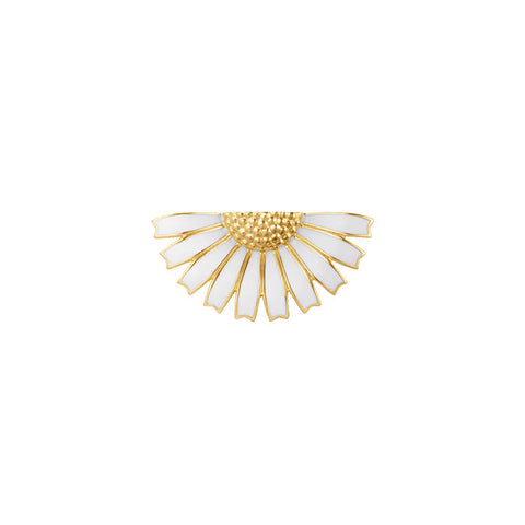 Georg Jensen Daisy 18ct Yellow Gold Plated Sterling Silver White Enamel Half Flower Brooch