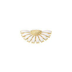 Georg Jensen Daisy 18ct Yellow Gold Plated Sterling Silver White Enamel Half Flower Hair Clip, 20001552
