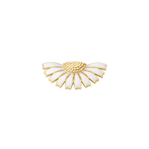 Georg Jensen Daisy 18ct Yellow Gold Plated Sterling Silver White Enamel Half Flower Hair Clip, 20001552