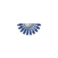 Georg Jensen Daisy Sterling Silver Blue Enamel Half Flower Brooch, 20001549