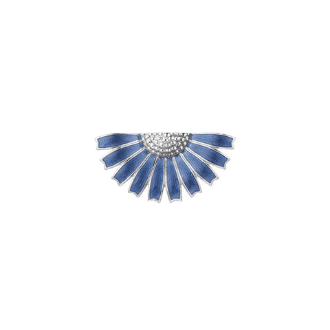 Georg Jensen Daisy Sterling Silver Blue Enamel Half Flower Brooch, 20001549
