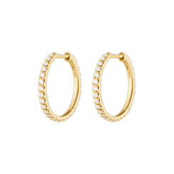 Georg Jensen Signature Diamonds 18ct Yellow Gold 0.30ct Hoop Earrings Pair
