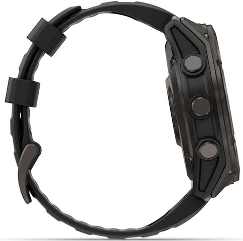 Black watch with a detailed case and band on a white background