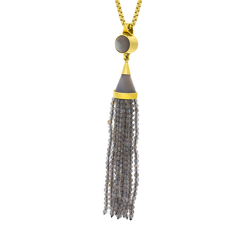 Gold Plated Sterling Silver Labradorite Cascade Tassel Necklace D