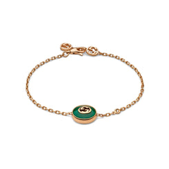 Gucci Interlocking 18ct Rose Gold Green Agate Bracelet