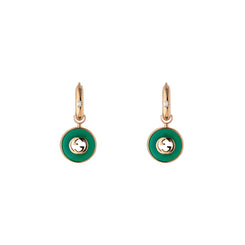 Gucci Interlocking 18ct Rose Gold Green Agate Hoop Earrings D