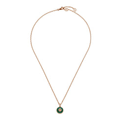 Gucci Interlocking 18ct Rose Gold Green Agate Necklace D