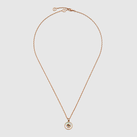 Gucci Interlocking 18ct Rose Gold Mother Of Pearl Necklace D