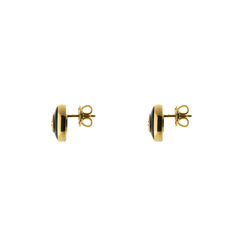 Gucci Interlocking 18ct Yellow Gold Black Onyx Stud Earrings