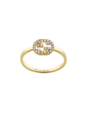 Gucci Interlocking 18ct Yellow Gold 0.12ct Diamond Ring D