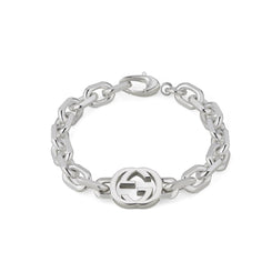 Gucci Interlocking G Motif Sterling Silver Bracelet YBA627068002
