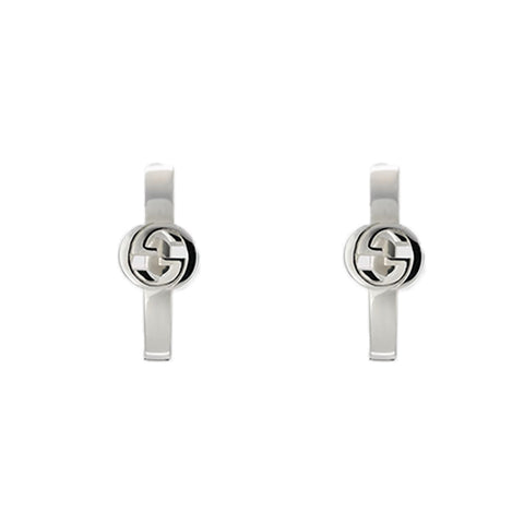 Gucci Interlocking Sterling Silver Hoop Earrings D